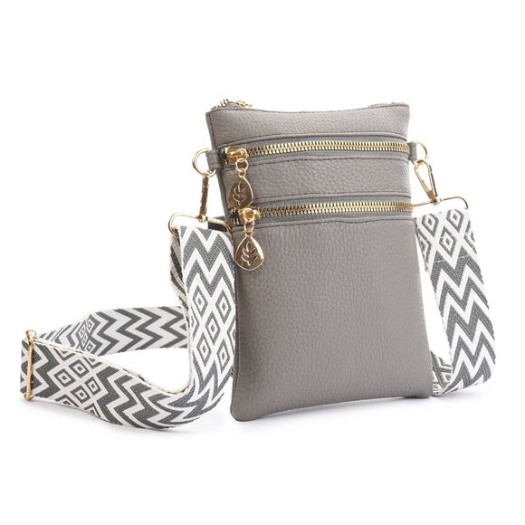 Artizanni Womens Crossbody Vegan Clutch Purse Satchel with Guitar Strap (Grey) - Picture 8 of 12